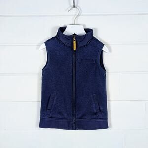 Carter’s Sweater Knit Fleece Vest Boys 4 Navy Blue Full Zip Pockets Preppy